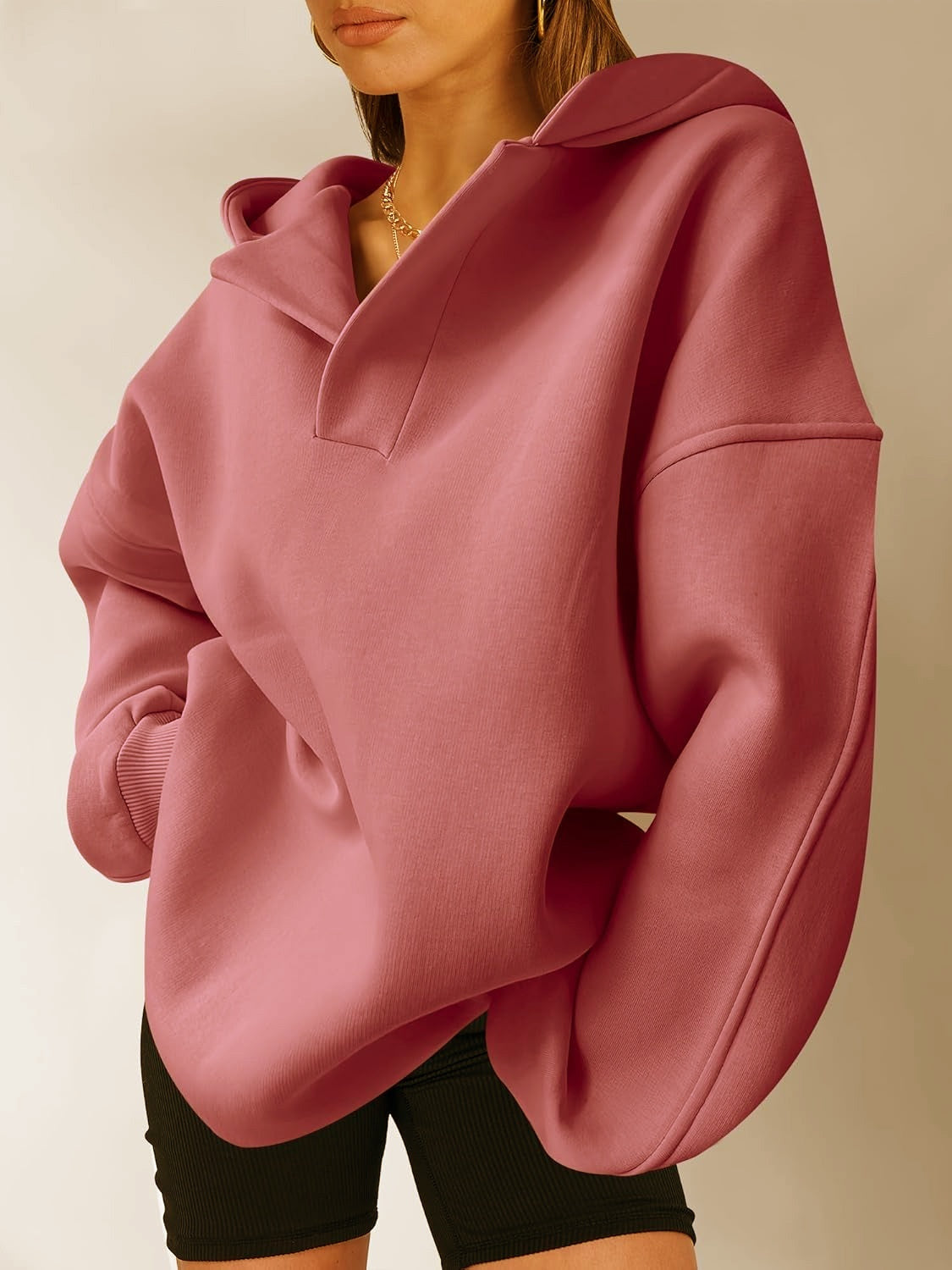 Women's Solid Color Hoodies Long Sleeve Hooded Solid Color Loose Sweater