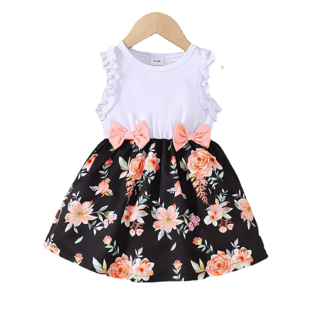 Baby Girl Floral Summer Dress – Sleeveless Party Outfit with Bow (0-3 Years)