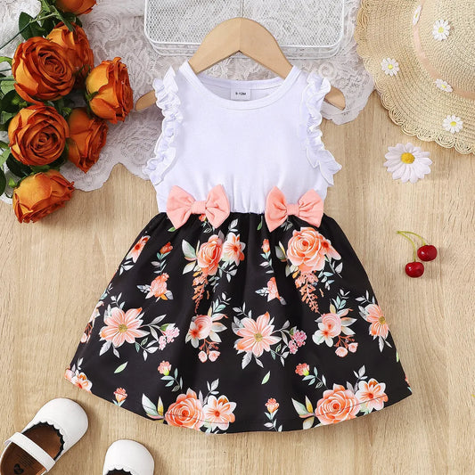 Baby Girl Floral Summer Dress – Sleeveless Party Outfit with Bow (0-3 Years)