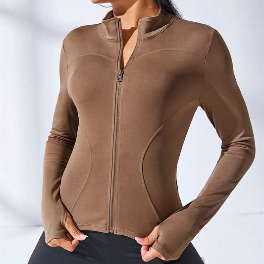 Women's Slimming Zipper Yoga Jacket – Lightweight Sports Coat for Fitness