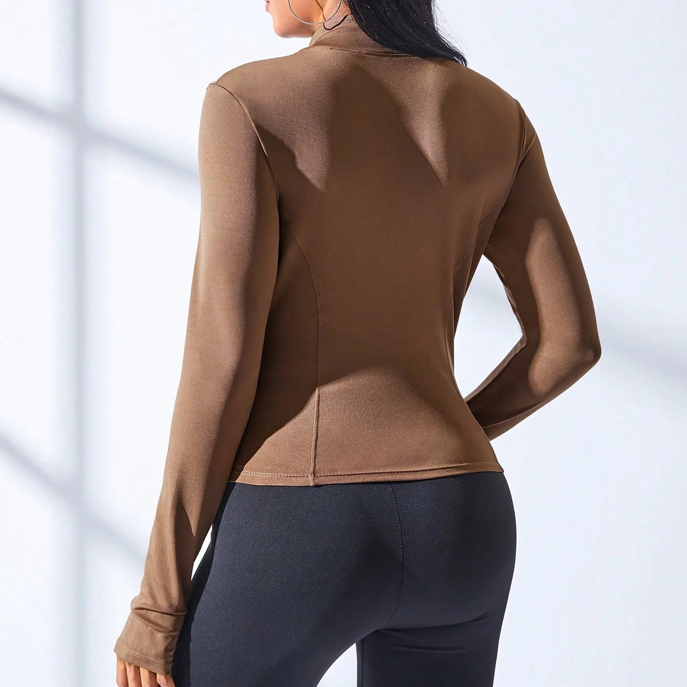 Women's Slimming Zipper Yoga Jacket – Lightweight Sports Coat for Fitness