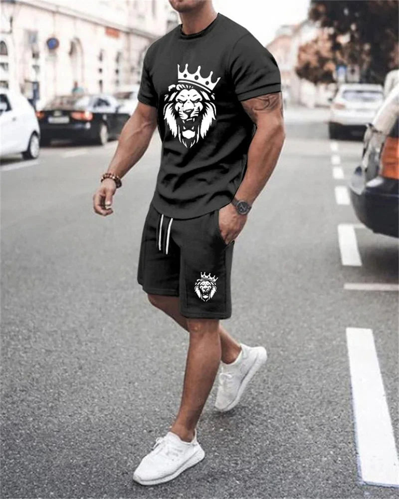 Men's Gold Luxury Sports Set – 3D Printed Summer T-Shirt & Shorts Outfit