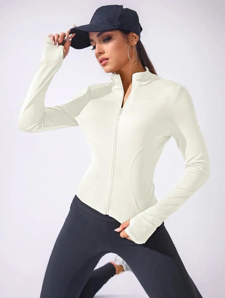 Women's Slimming Zipper Yoga Jacket – Lightweight Sports Coat for Fitness