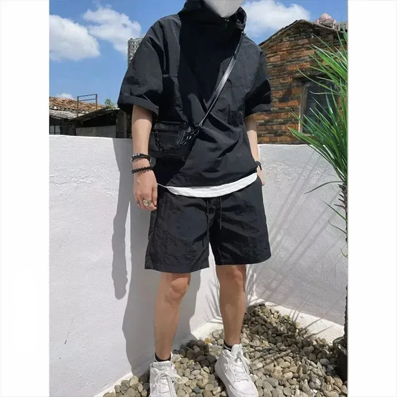 Men's Summer Cargo Set – Casual Hooded T-Shirt & Shorts Two-Piece Outfit