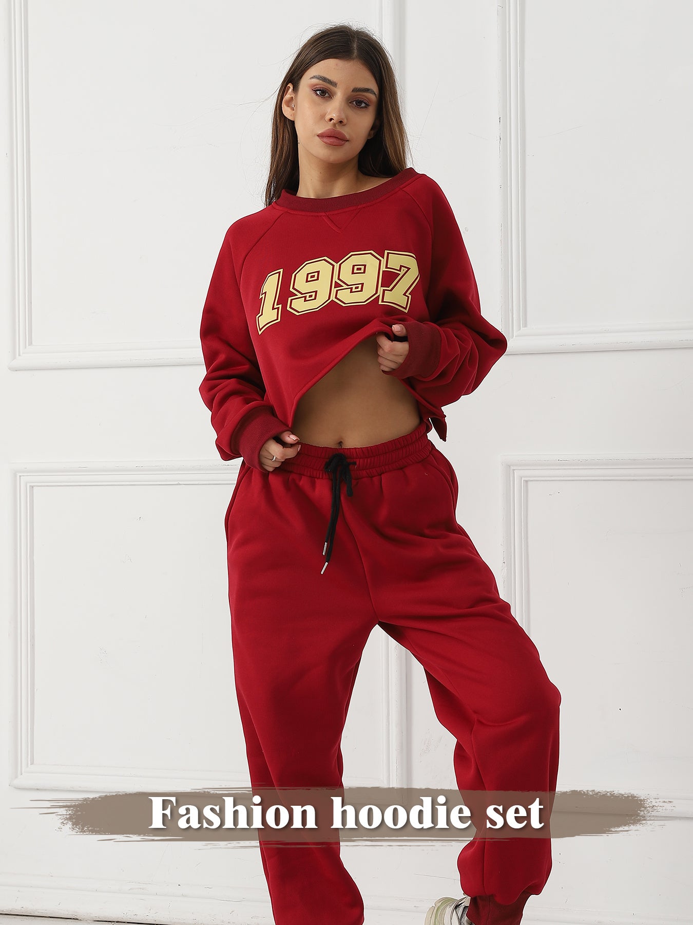 Women’s Long-Sleeve Hoodie Set – Matching Sweatshirt & Jogger Lounge Set